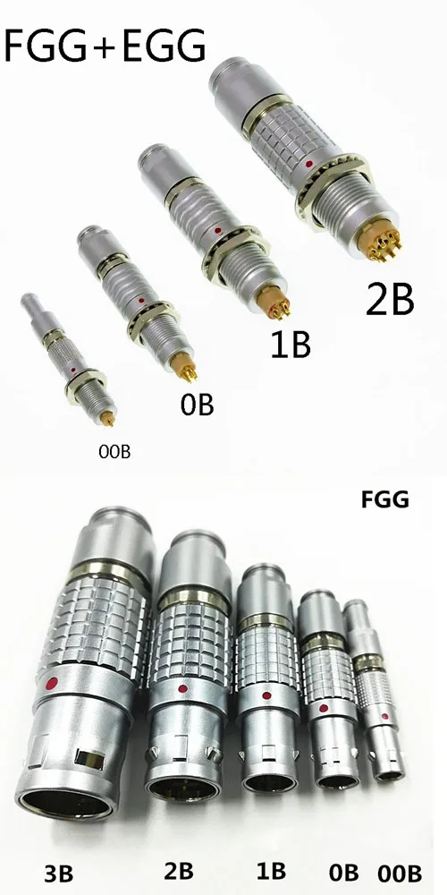 Compatible FGG EGG 00B 2, 3, 4 ,5 pins Straight /Fixed Socket Plug Push-Pull Metal Connector