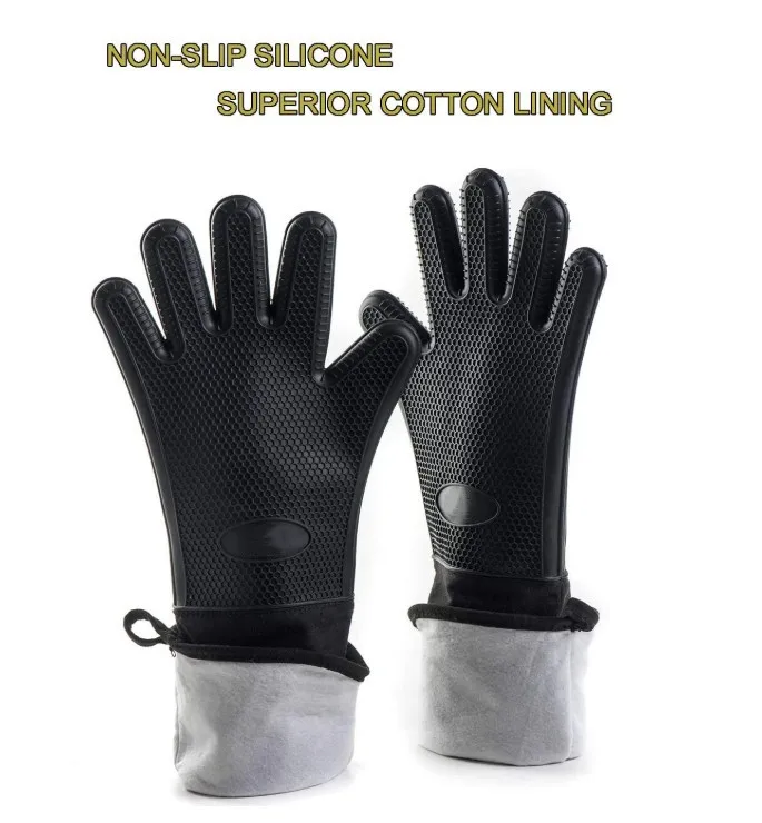 protección del antebrazo antideslizante impermeable con capa interna de algodón para cocinar EMPO Guantes resistentes al calor verde hornear guantes de silicona para barbacoa de cocina