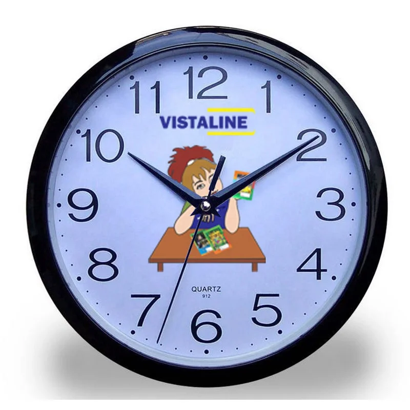 
cheap price custom gifts logo printing promotion wall clock plastic round shape Quartz clocks from china 
