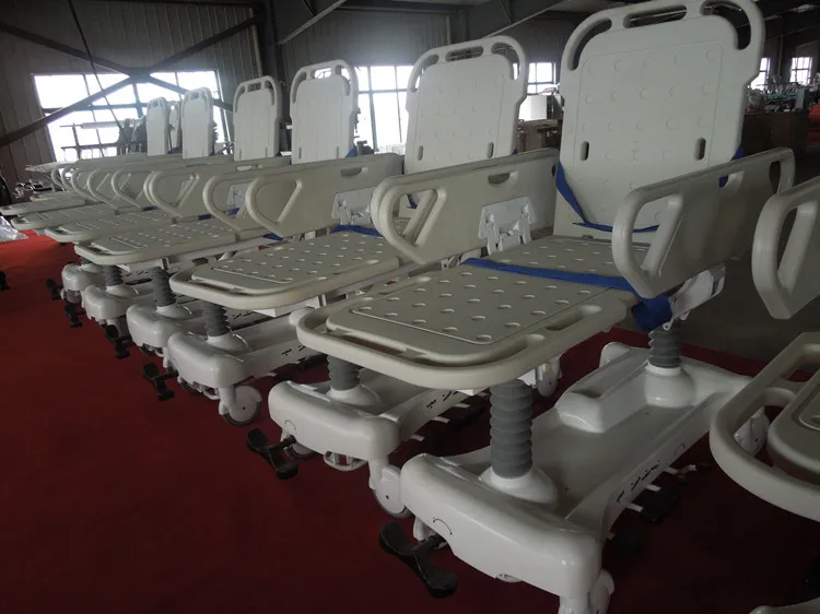 Hydraulic ambulance patient stretcher transfer trolley in hospital