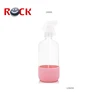 500ml 16oz silicone sleeve bottle trigger pump sprayer glass bottle boston bottles