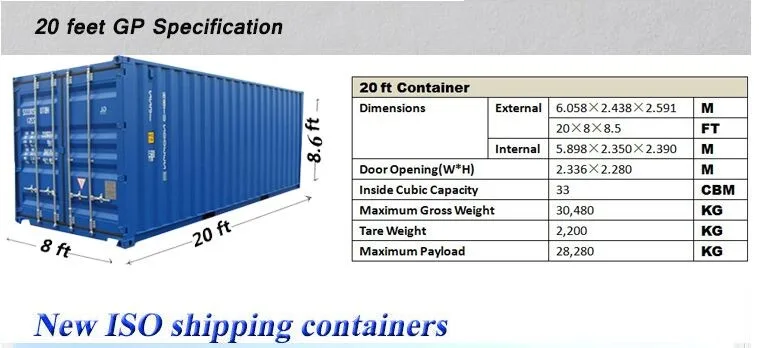 Bv Gl Certified 20gp Shipping Container Storage Container Dry Container 