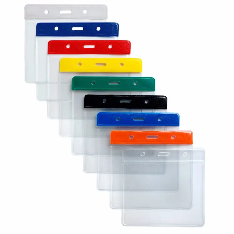Color Bar Flexible Badge Wallets And Soft Pvc Id Card Name Badge Holder
