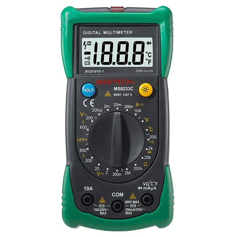 Mastech Ms8233c Digital Multimeter Dmm Meter Ac/dc Voltage Current Ohm ...