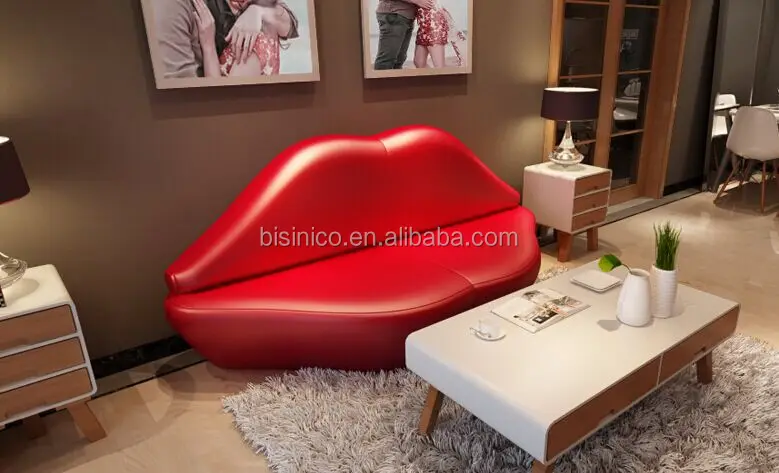 Bisini Creative Red Lip And High Heel Shape Sofa Set For Living