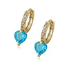 95574 xuping 14k gold plated royal hoop earrings with heart shape ice stone