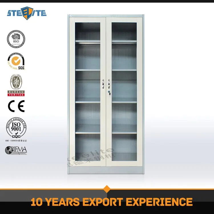 Modern Kd Structure Lockable Glass Door Metal Display Filing