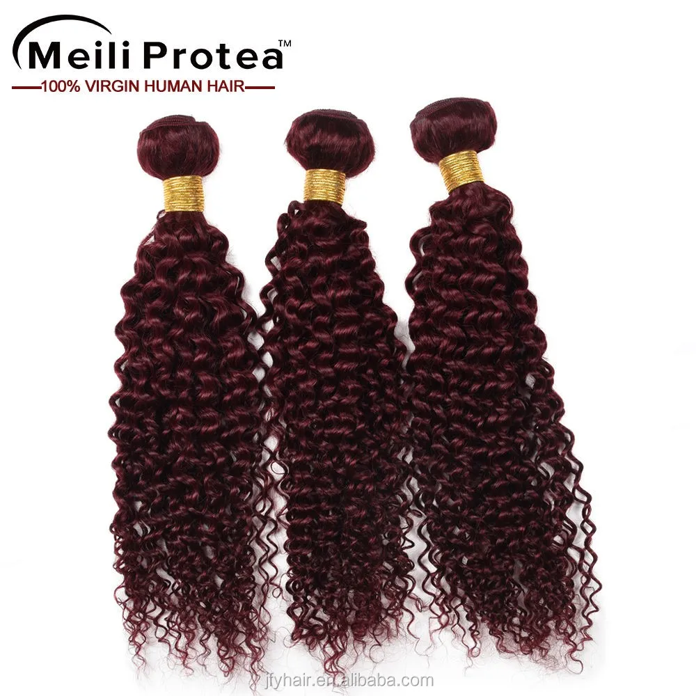 7a Burgundy Brazilian Hair Weaves Bundles 3pcs 99j Color Brazilian