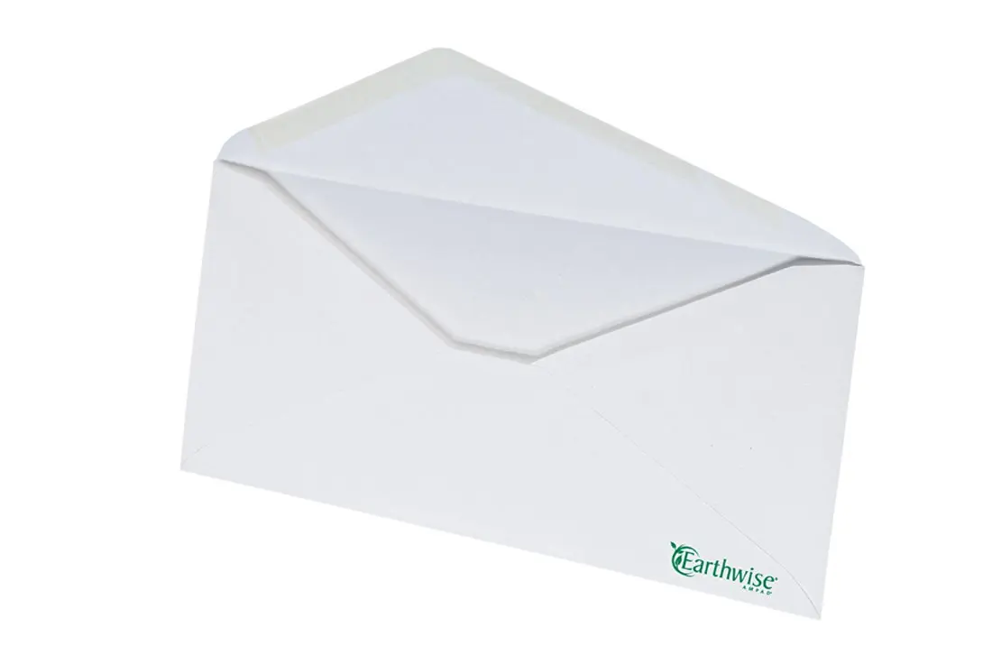 Ampad Envirotec Recycled #10 Envelopes, 20 Pound Paper, White Envelopes, 500 Envelopes Per Box, Gummed Closure with V-Flap (19384)