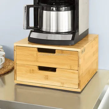 Bamboo Coffee Machine Stand And Pod Capsule Teabags Box Bamboo Coffee Machine Stand And Pod Capsule Teabags Box Holder Organizer With 2 Drawers