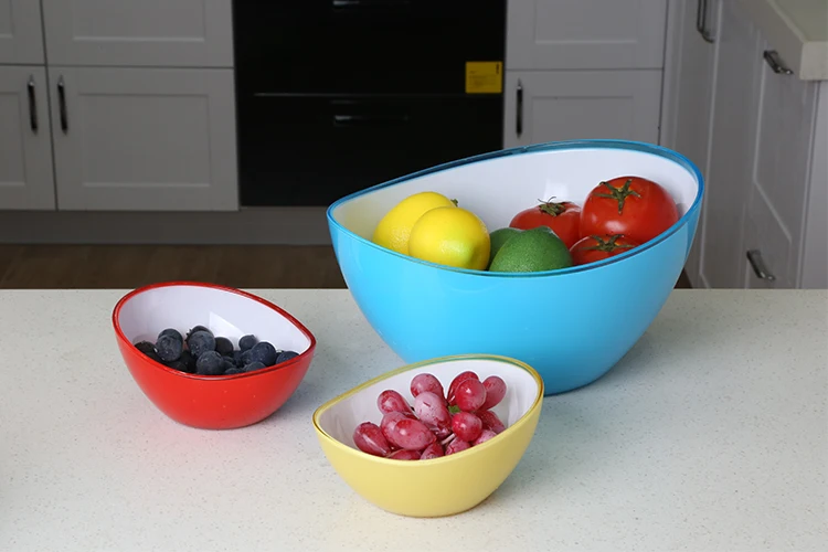 Haixing Plastic Salad Bowl Multi Color Tableware Large Fruit Bowl Mixing Serving Bowls