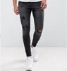 Custom Mens Super Stretch Skinny Distressed Jeans with Heavy Knee Rips