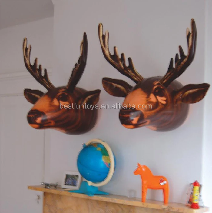 Heavy Duty Pvc Inflatable Moose Head Wall Decoration Plastic Deer Head Sculpture Custom