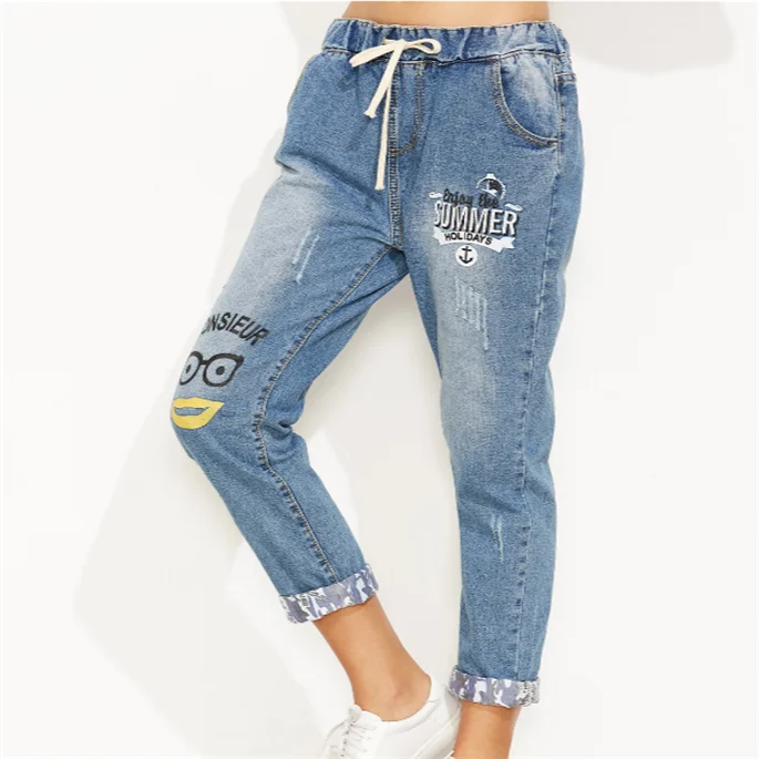 letter print jeans