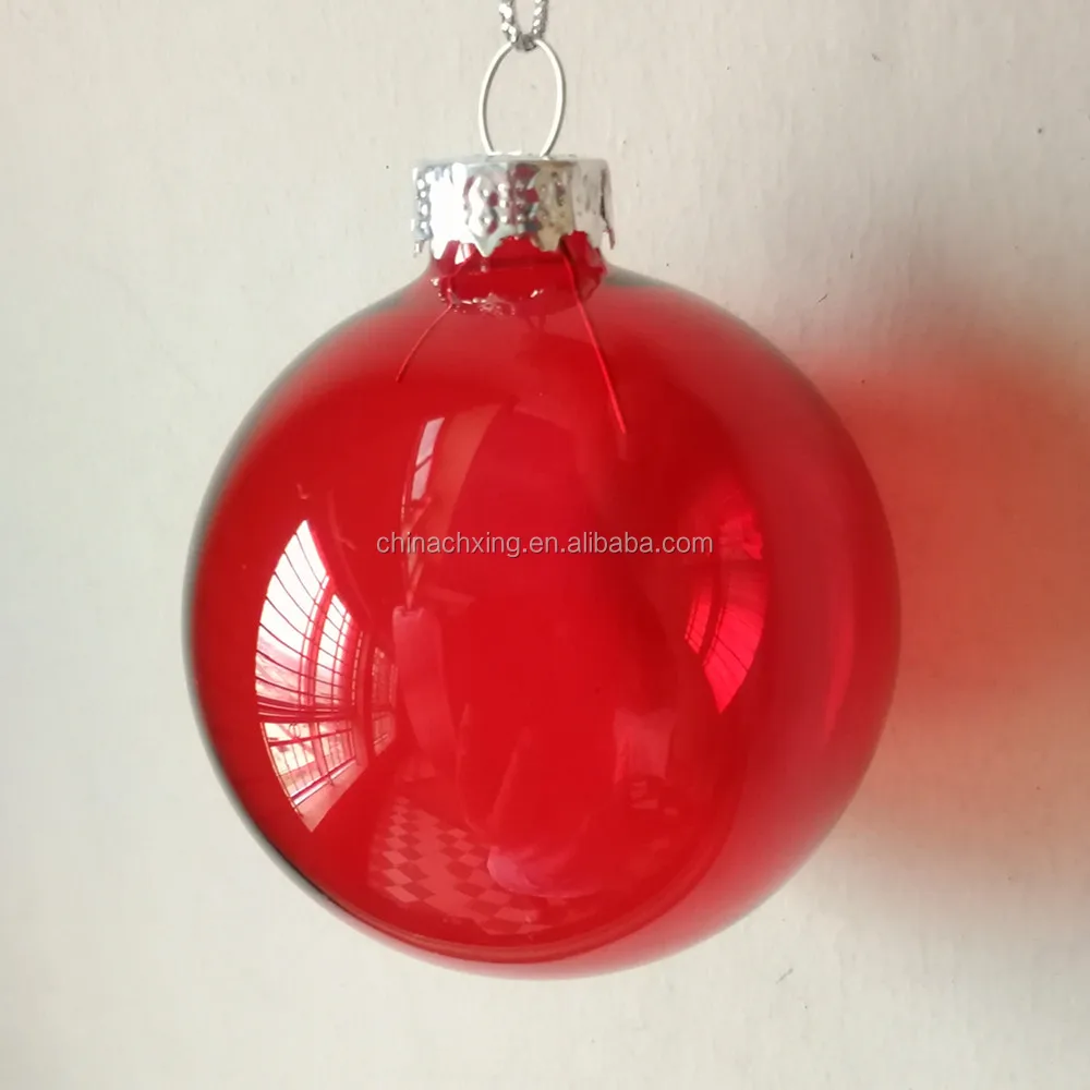 Clear Red Colored Glass Bauble 