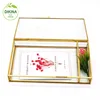 bridesmaid gift home decoration makeup organizer gold 2 compartment prints photo and usb flash crystal wedding box brass