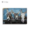 3D wood modern oil painting for animal donkey sculpture wall art 3d room decor metal wall hanging