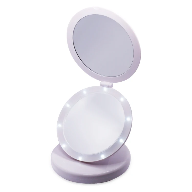 Round Plastic Two Way Vanity Lighted Bedroom Table Mirror With