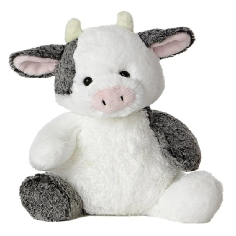 Amazon Hot Sale Kids Toys Cute Stuffed Animal White Gray And Pink Cow