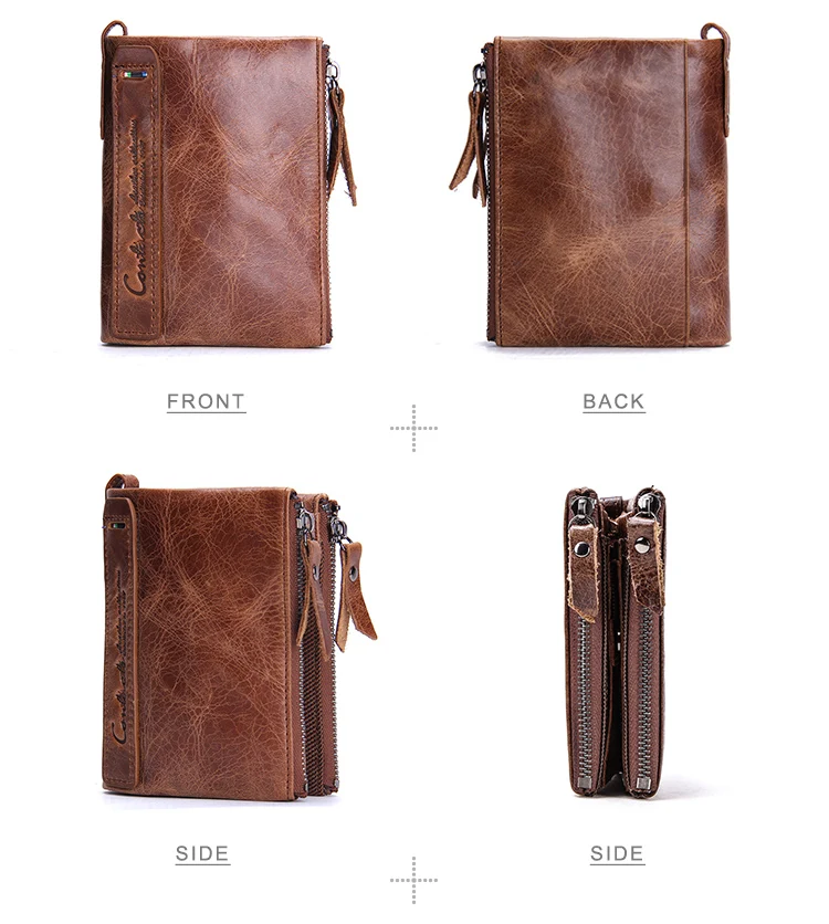 Contact's Genuine Leather Wallet for Men RFID Blocking Bifold with 2 Note Slots and 2 Coin Pockets