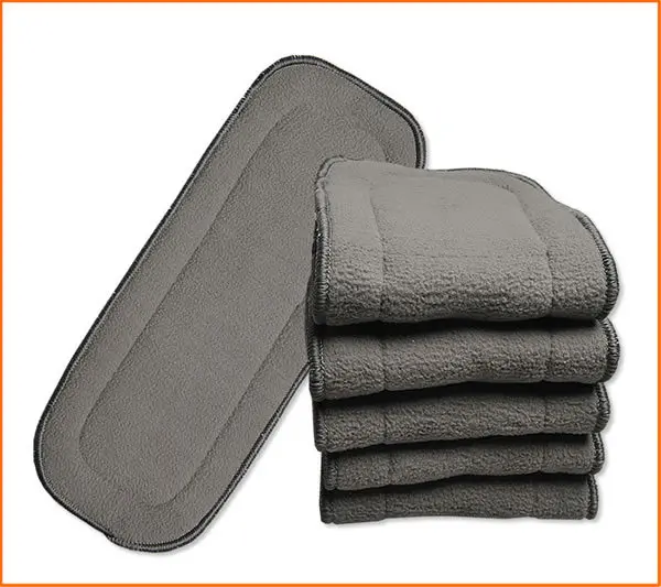 Naturally Cloth Diaper Inserts 5 Layer Charcoal Bamboo Reusable Liners