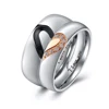 Wedding Rings Gemstone Matching Set Heart Always Engraved Stainless Steel Puzzle CZ