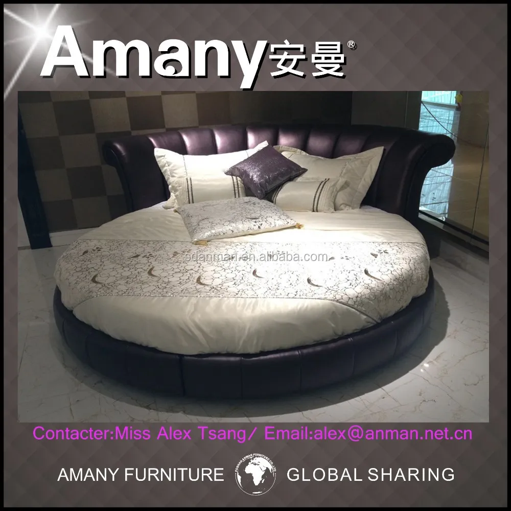 Romantische rundes form echte leder bett legt hochzeitszimmer bett ... Rundes bett