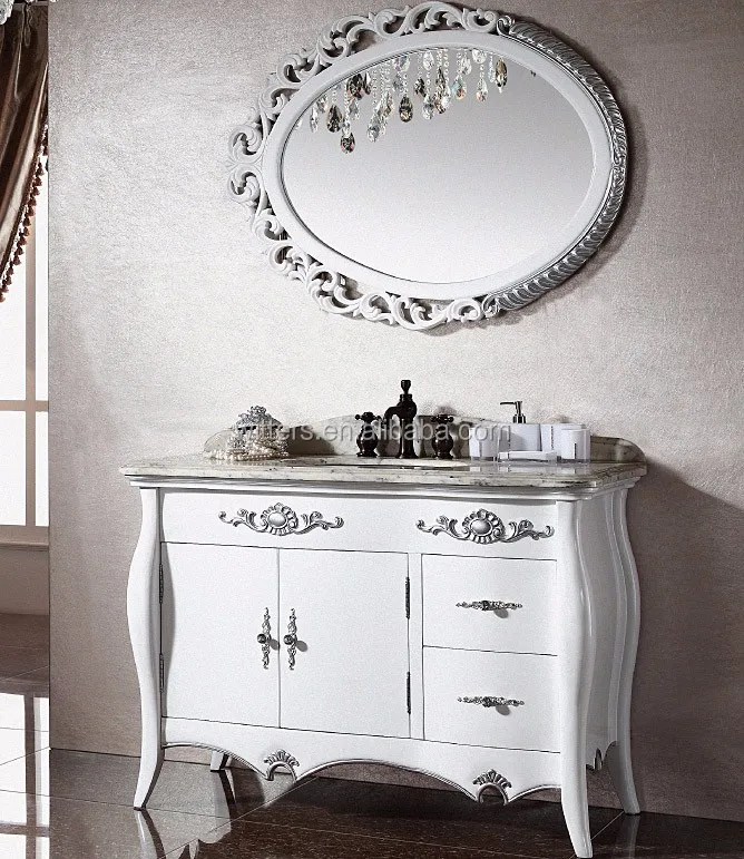 French White Shabby Chic Bathroom Cabinet With Oval Mirror Wooden Single Sink Bathroom Cabinet With Silver Wts322 Buy White Bathroom Cabinet French Bathroom Cabinets Wooden Bathroom Cabinets Product On Alibaba Com