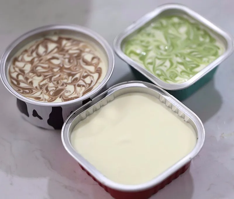 Disposable Aluminum Foil Pudding Container With Clear Cover Buy