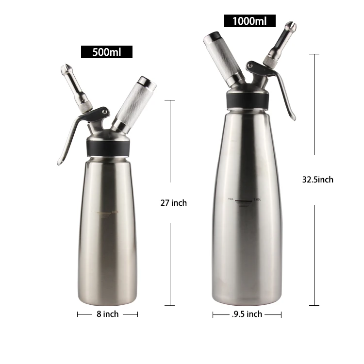 500ml & 1L Details about   ICO Professional Stainless Steel Cream Whippers 