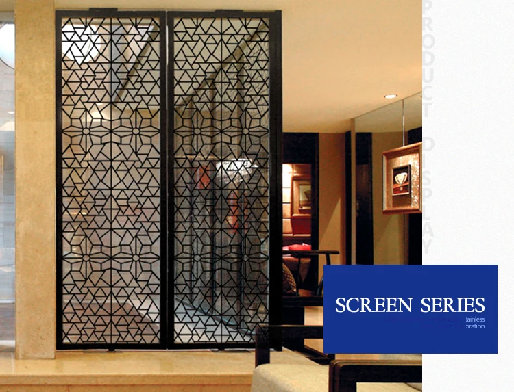 brushed black interior design decorative room divider for restaurant stainless steel vintage hotel room partition screen