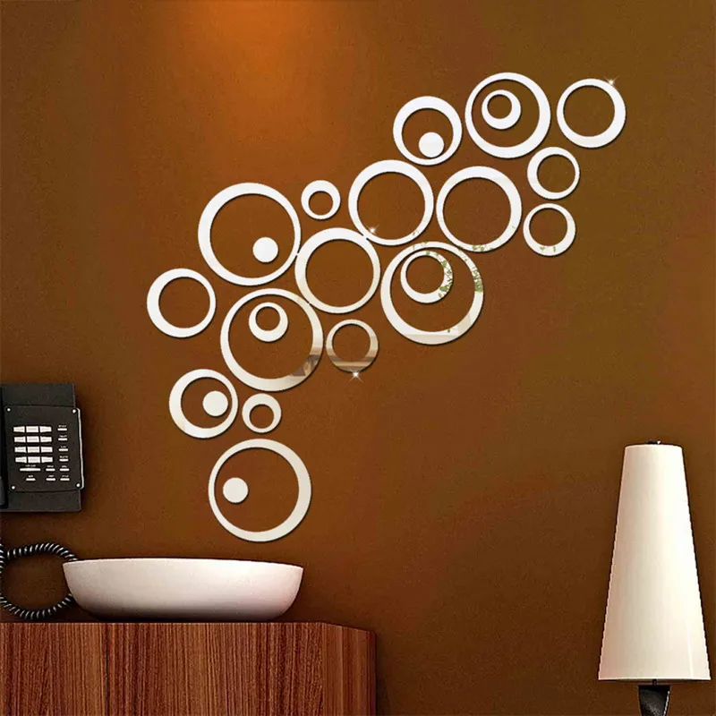 24pcs/set Acrylic Mirror Surface Polka Dots Circle Wall Sticker Home ...