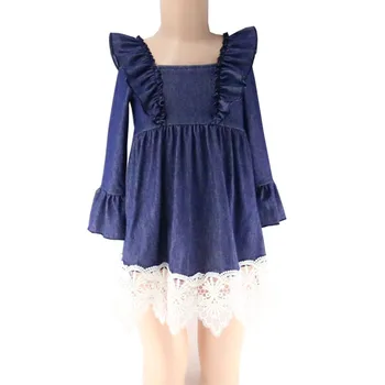 girls denim and lace dress