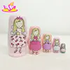 Customize pink wooden russian girls nesting doll for wholesale W06D095