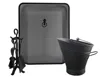 fireplace tool set include firescreen and waterloo bucket in black