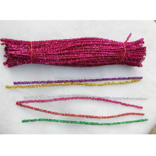 100pcs/lot glitter iror wire flexible pipe cleaners 30cm x 5mm