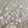 Colorful flowers 3D tulle embroidered lace bead fabric textile