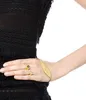 2015Fashion Gold Feather Hand Cuff Bangle