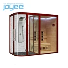 Joyee ウェットとドライデュアルゾーンシャワー蒸気乾燥サウナケースウッドコンバインドシャワーサウナキャビンエンクロージャ