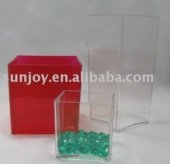 Indoor Clear Plastic Cylinder Vase Cube Acrylic Vase Flower