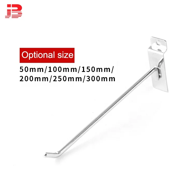 300mm slatwall display hook for supermarket metal chrome slat wall display manufacture