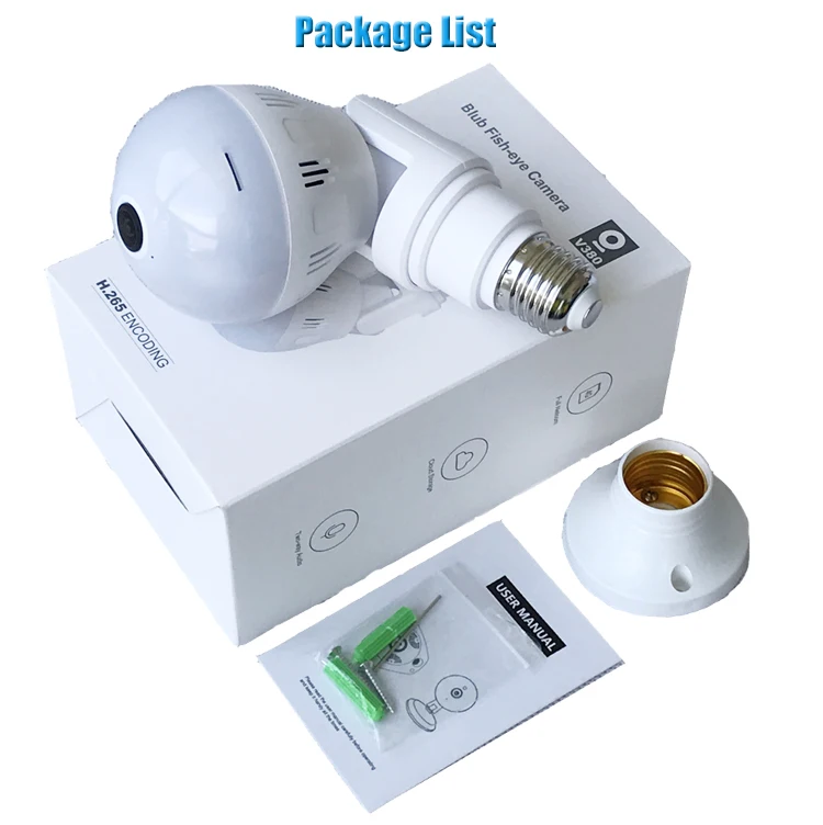 360 Degree Fisheye 5 Mp Bulb Cctv Camera Wifi Surveillance Security