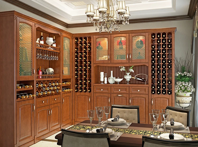 classic palace luxurious furniture solid wood doors white wine cabinet
