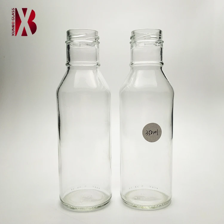12oz 350ml Ring Neck Bbq Chilli Hot Sauce Glass Bottle With Metal Lids