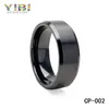 Mens Ceramic Jewellery,8mm Classical Black Ceramic RIng wirh Central Matte Finish,Beveled Edges Black Mens Ceramic Jewellery
