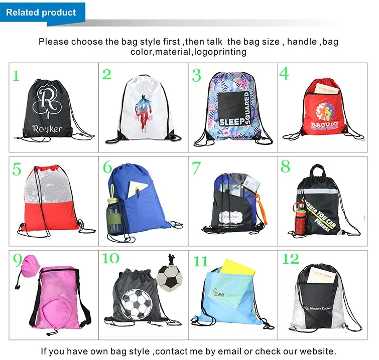 Custom Printed Promotional nylon Drawstring Bags