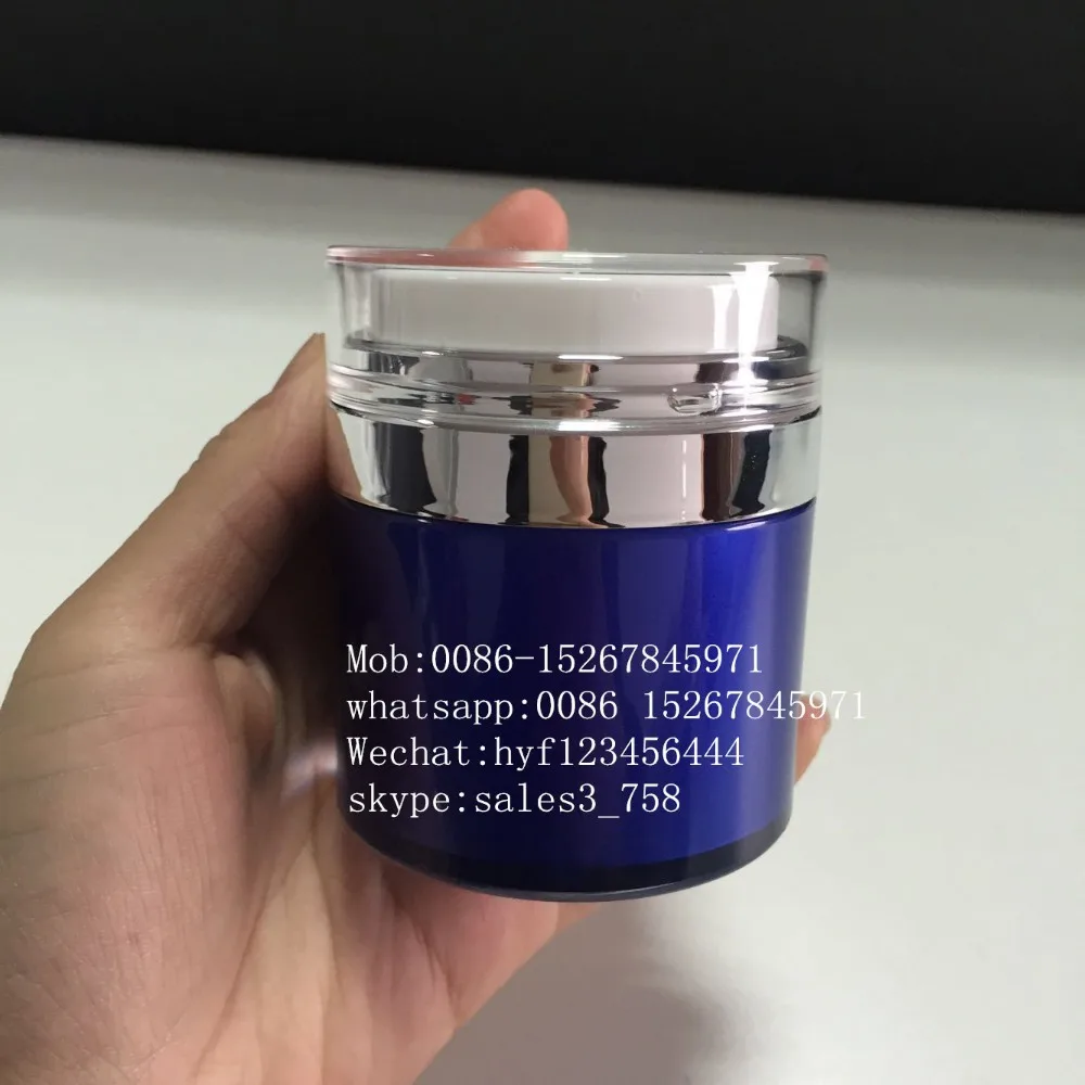 50ml Luxury Blue Color Airless Jar/double Wall Airless Cream Jar/bb Cc ...