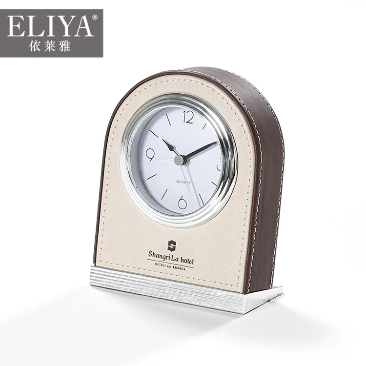 ELIYA Pu Leather Table Clock with Alarm ,alarm Clock for Hotel Radio Father's Day Mother's Day Valentine's Day NEW Baby Square
