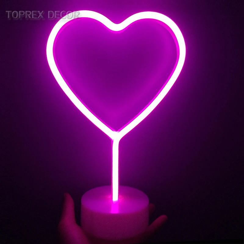 Valentine festival decoration love heart shaped 3d led neon night light