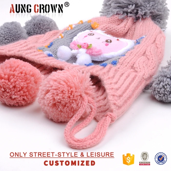 Funny Cute Pom Pom Winter Hats For Kids /kids Winter Cap/ Warm Earflap